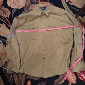 Men’s Ralph Lauren POLO distressed Beige Embroidered patchwork Shirt